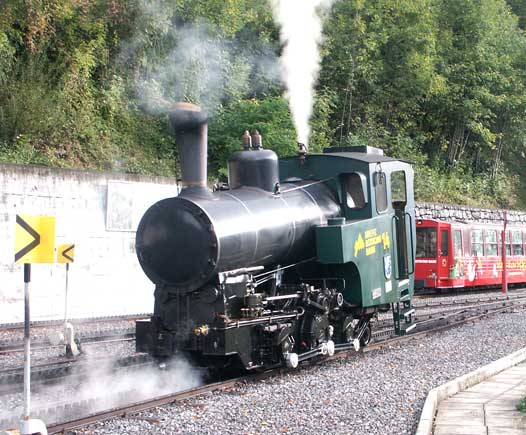 BRB No.14 in the yard at Brienz. Note the counter-pressure brake exhaust. October 8 2003