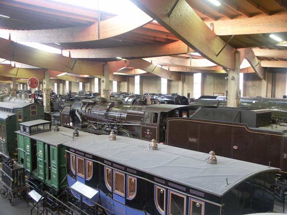 The view over some of the exhibits at Le Musée Français du Chemin de Fer, Mulhouse. The locomotive closest is Nord Pacific 3.1192, later SNCF 231E22. May 31 2003