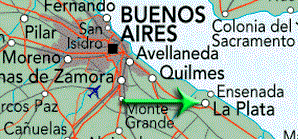 La Plata is approximately 60km from Buenos Aires.