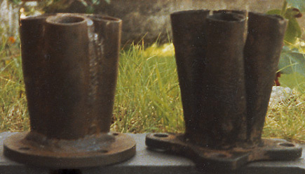 The new nozzle (left) and old nozzle (right). Note the different shape and construction. &copy; Nigel A. H. Day