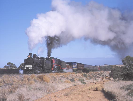D3 639 and R761 perform a runpast near 519KM post on the line between Murrayville and Ouyen. April 26 2002