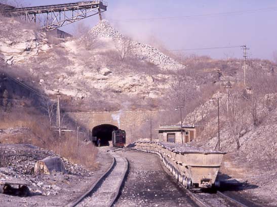 C2 Class No. 04 at the tunnel mouth on the Dahuichang narrow gauge line. February 5 1999