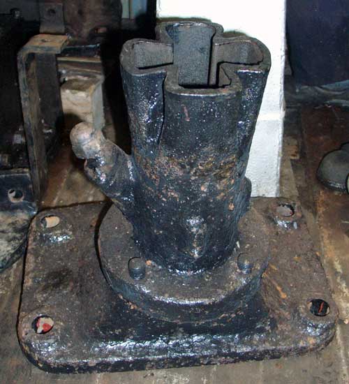 A general view of the lower section of the Kylpor arrangement. This item bolts to the smokebox floor. It incorporates the Kordina and first set of exhaust splitters. Note on the left the capped pipe which would be connected to further pipework, when assembled, to carry exhaust steam to the grate as under fire (clinker control) steam. December 04 2005