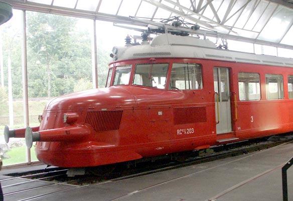 Double-ended electric "Red-Arrow" railcar RCe2/4 203 was operated by the SBB. October 4 2003