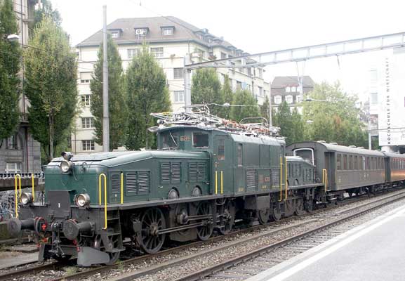 1925 built Ce 6/8 III 1-C-C-1 'Crocodile' 14305 was at Lucerne station having hauled an excursion from Basle in conjunction with the Bahn Expo 2003. Later in the day it would return to Basle. October 4 2003