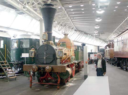 This ancient looking 4-2-0 (yes, really) is called 'Limmat'. In reality it is a replica built in 1947. The original was built in the 1850's. October 42003