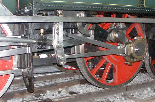 This is valvegear on No.28 'Genf'. It is Stephenson's. October 4 2003